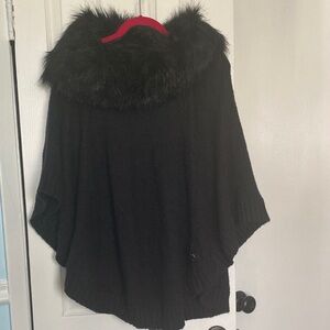 Michael Kors Black Sweater with Faux Fur Collar